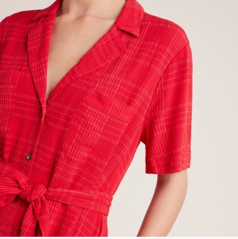 Anthropologie Maeve Aria Dress - Red Midi Shirtdress - Picture 3 of 6